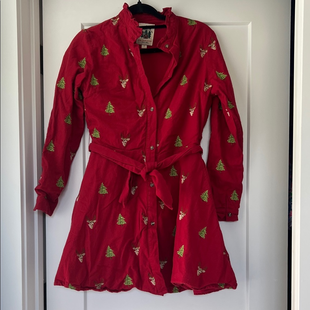 Kiel James Patrick Christmas print holiday flannel dress small